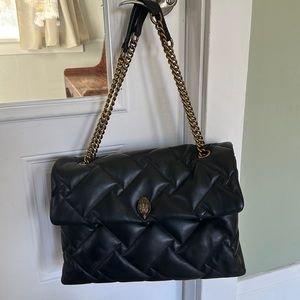 Gorgeous black soft quilted leather Kurt Geiger XXL Kensington bag w/ brass